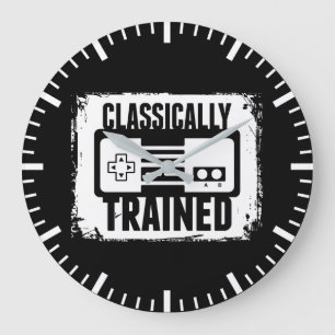 Gaming - Classically Trained - Funny Video Game Large Clock
