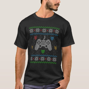 Gaming Controller and Aliens Video Gamer Ugly Chri T-Shirt