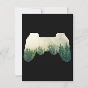 Gaming Controller And Forest Nature Postcard