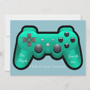 Gaming, Controller, Bar Mitzvah, Invitation