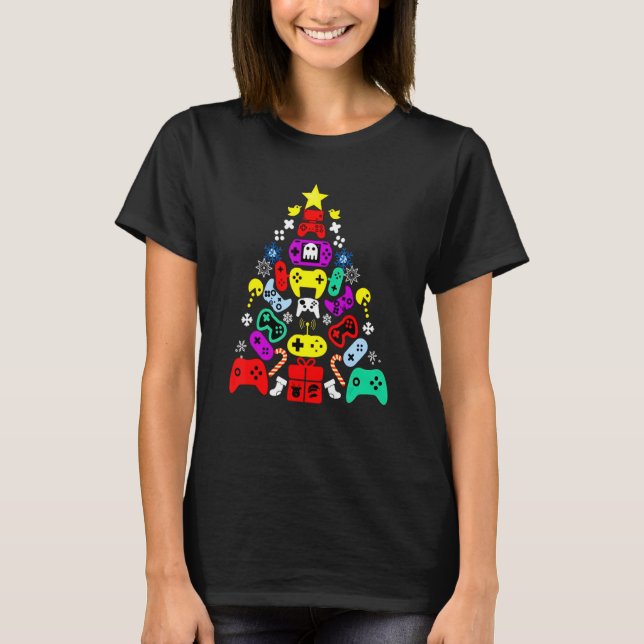 Gaming Controller Christmas Tree Family Matching G T-Shirt (Front)