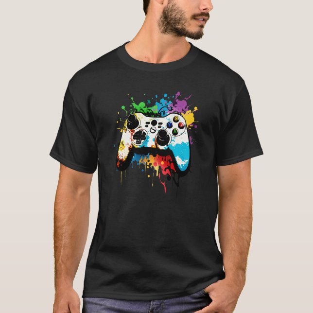 Gaming controller graffiti computer console e spor T-Shirt (Front)