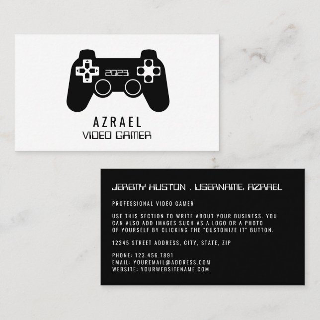 Gaming Controller, Video Gamer Business Card (Front/Back)