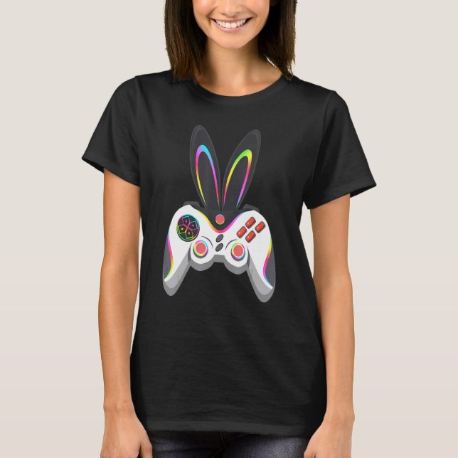 Gaming Controller With Rabbit Ears  Easter Video G T-Shirt (Front)