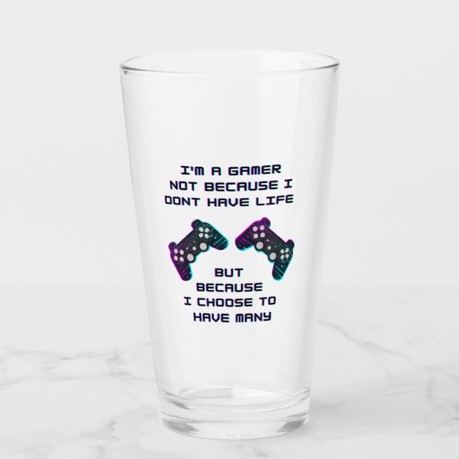 Gaming cool Saying Video Games Gamepad Gamer Glass (Front)