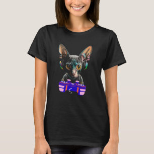 Gaming Cornish Rex Cat Player Animal Video Gamer M T-Shirt