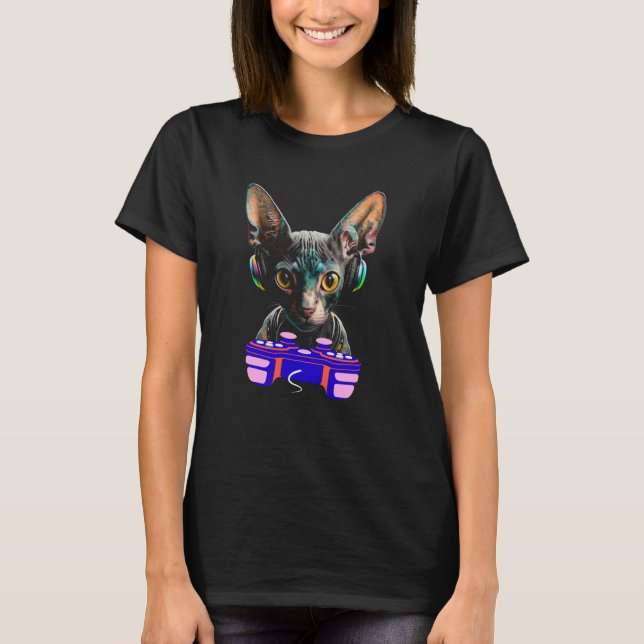 Gaming Cornish Rex Cat Player Animal Video Gamer M T-Shirt (Front)
