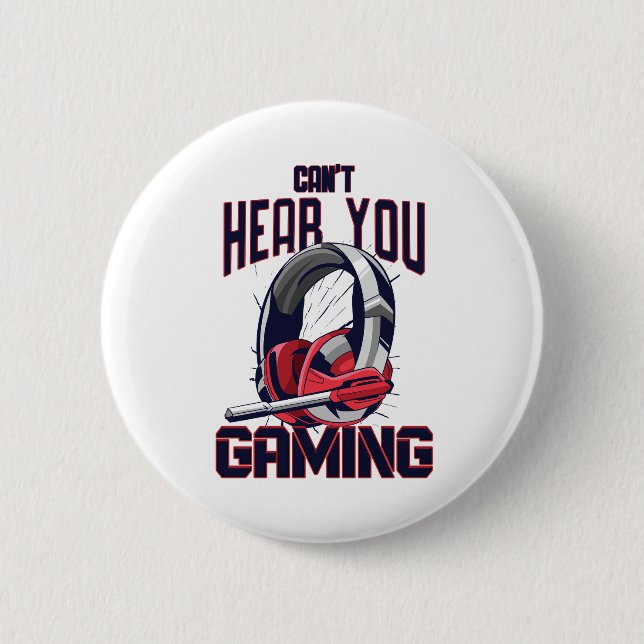 Gaming design with headset 6 cm round badge (Front)