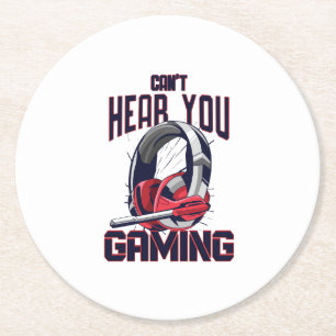 Gaming design with headset round paper coaster