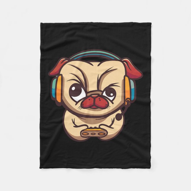 Gaming Dog Video Game Pc Computer Video Game  Fleece Blanket (Front)