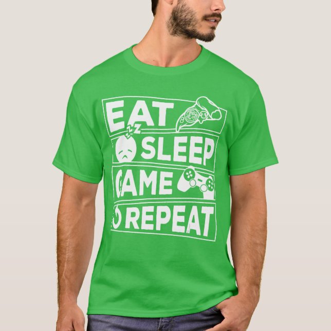 Gaming Eat Sleep Game Repeat Gift Multiplayer Vide T-Shirt (Front)