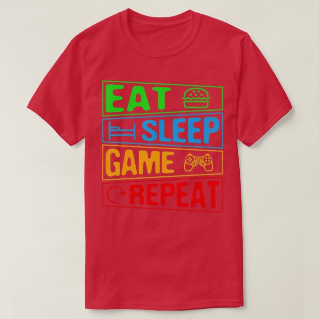 Gaming Eat Sleep Game Repeat Gift Multiplayer Vide T-Shirt (Design Front)