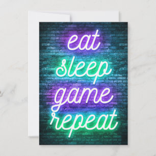 Gaming Eat Sleep Repeat Invitation