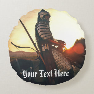 Gaming Fantasy Mediaeval Mounted Knight Round Cushion