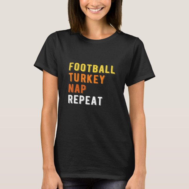 Gaming Football Turkey Nap Repeat Pumpkin Men T-Shirt (Front)