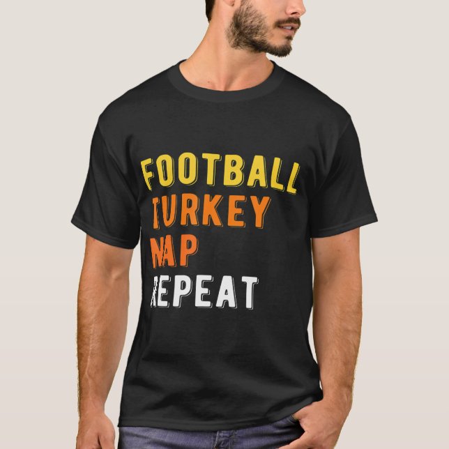 Gaming Football Turkey Nap Repeat Pumpkin Men T-Shirt (Front)