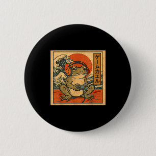 Gaming Frog Art Ukiyo-e Japanese Gamer Anime Men W 6 Cm Round Badge