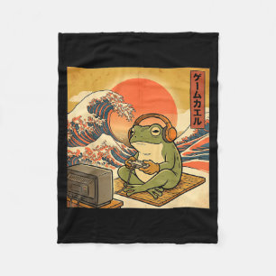 Gaming Frog Art Ukiyo-e Japanese Gamer Anime Men W Fleece Blanket