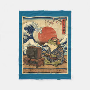 Gaming Frog Art Ukiyo-e Japanese Gamer Anime Men W Fleece Blanket