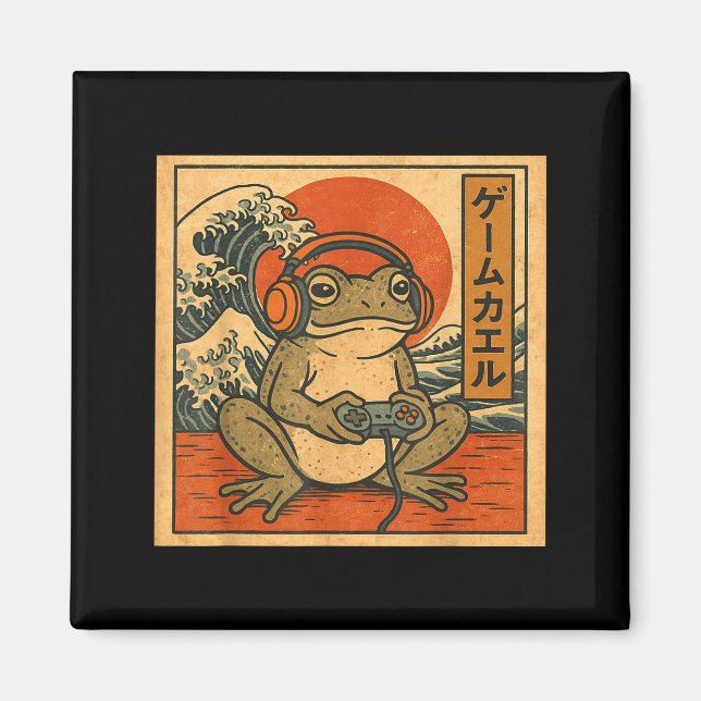 Gaming Frog Art Ukiyo-e Japanese Gamer Anime Men W Magnet (Front)