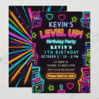 Gaming Fun Neon Glow Arcade Birthday
