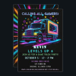 Gaming Fun Neon Glow Game Truck Birthday Invitation<br><div class="desc">Level up your celebration with our Arcade Game Truck Birthday Party Invitation! Featuring a fun, retro gaming theme, this customisable invitation is perfect for an action-packed arcade party. Personalise with your event details and get ready to invite guests for a day of gaming and excitement. Ideal for kids, teens, and...</div>