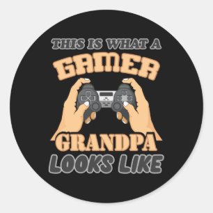 Gaming Game Gamer Dad Daddy Console Gift Idea Classic Round Sticker
