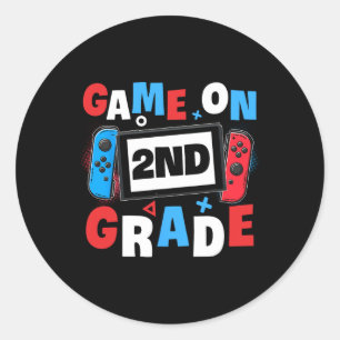 Gaming Game On 2nd Grade Second First Day School G Classic Round Sticker