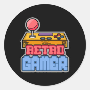 Gaming Game Retro Gamer Console Video Game Gift Classic Round Sticker
