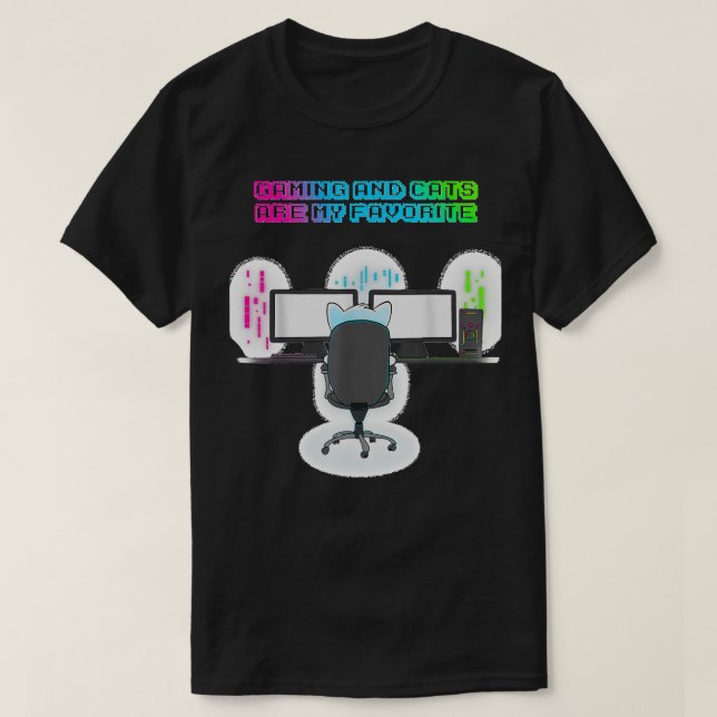 Gaming, Gamer, Cat Lover, Video Games Cat Playing  T-Shirt (Design Front)