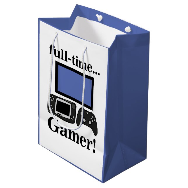 Gaming Gamer Funny Birthday Medium Gift Bag (Front Angled)