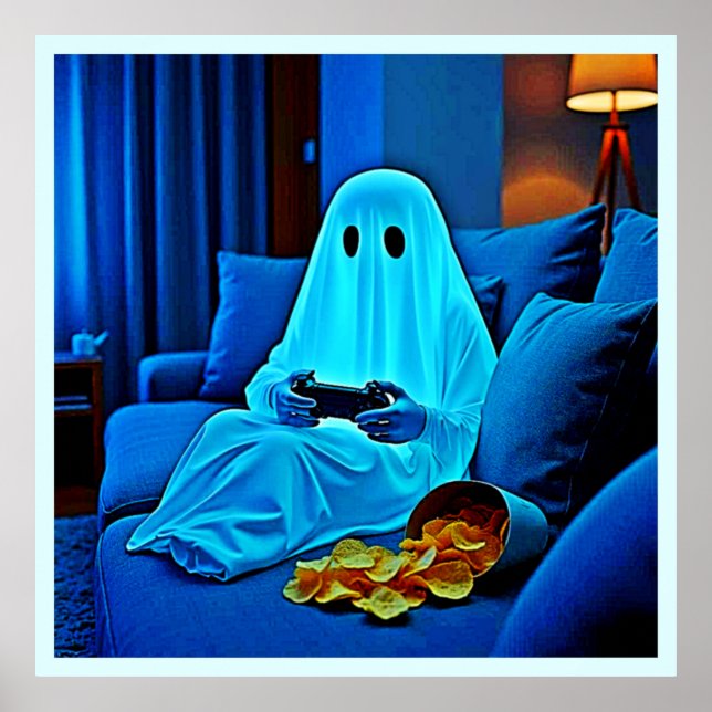 Gaming Ghost Cosy Night In Design Poster (Front)