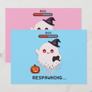 Gaming Ghost Halloween Respawning Thank You Card