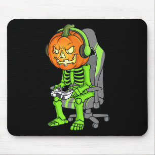 Gaming Halloween Skeleton Jack O Lantern Gamer Boy Mouse Mat