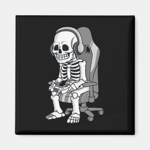 Gaming Halloween Skeleton Scary Gamer Boys Kids Magnet