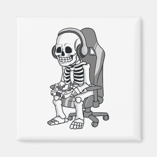 Gaming Halloween Skeleton Scary Gamer Boys Kids Magnet