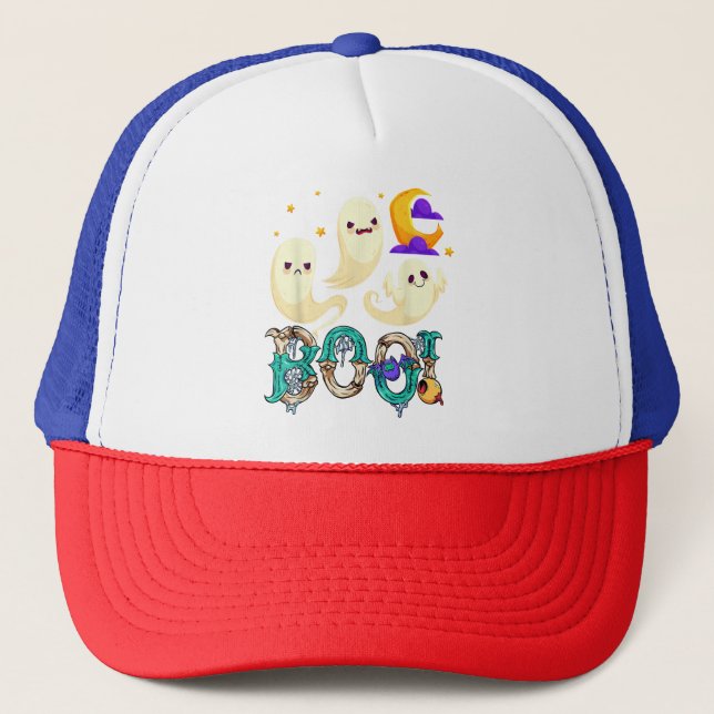 Gaming Halloween Skeleton Scary Gamer Boys Kids  Trucker Hat (Front)