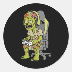 Gaming Halloween Zombie Scary Gamer Boys Kids Teen Classic Round Sticker