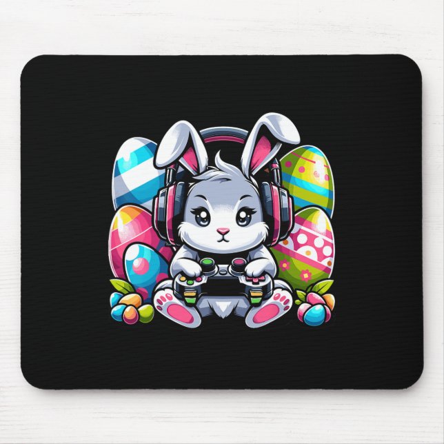 Gaming Happy Easter Day Bunny Egg Funny Boys Kids  Mouse Mat (Front)