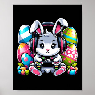 Gaming Happy Easter Day Bunny Egg Funny Boys Kids Poster