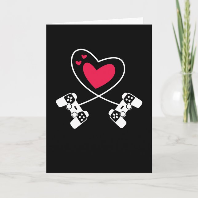 Gaming Heart Valentines Day Love Gamer Card (Front)