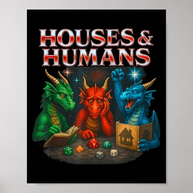 Gaming Houses And Humans Funny Game Rpg Gamer Men  Poster (Front)