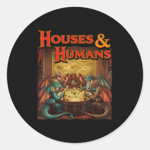 Gaming Houses Humans Funny Rpg Parody Gamer Men Bo Classic Round Sticker
