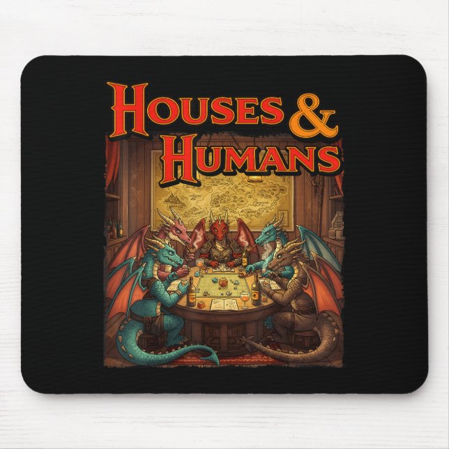 Gaming Houses Humans Funny Rpg Parody Gamer Men Bo Mouse Mat (Front)
