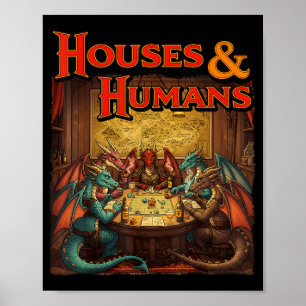 Gaming Houses Humans Funny Rpg Parody Gamer Men Bo Poster