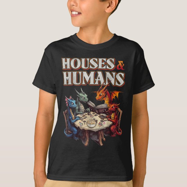 Gaming Houses Humans Funny Rpg Parody Gamer Men Bo T-Shirt (Front)