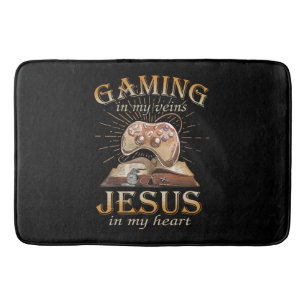 Gaming In My Veins Jesus In My Heart Bath Mat