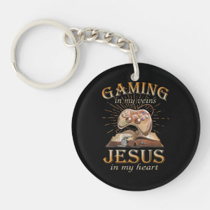 Gaming In My Veins Jesus In My Heart Key Ring