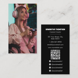 Gaming Influencer Gamer Content Creator Full Photo Business Card