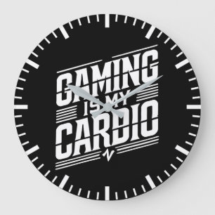 Gaming Is My Cardio - Funny Gamer Humour Large Clock